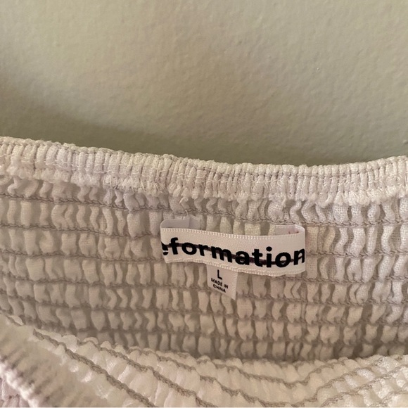 Reformation Tavi 100% Linen White Smocked Ruffle Midi Dress Size Large NWOT - Picture 7 of 10